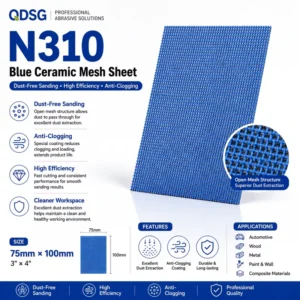 Blue Ceramic Mesh Sandpaper Pads High Hardness OEM Wet Dry Abrasive Net 75*150mm Drywall Sander