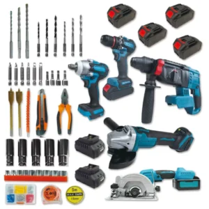 China Factory Hammer Drill Set Portable Brushless Cordless Drill with Pickaxe Lithium Battery 5 in 1 Power Tool Kit