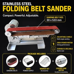 Compact Fixed Angle Electric Belt Sander with 775 Motor for Knife Sharpening and Precision Polishing Plug in Power