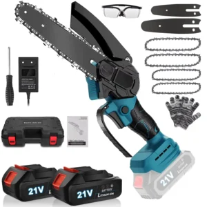 Cordless 6 Inch Mini Chainsaw 21V Electric Handheld DIY Grade Small Pole Saw with Security Lock and 2 Batteries OEM Supported