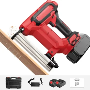 Cordless Brad Nailer 21V Battery Powered Nail Gun for Woodworking Furniture 2400mAh Rechargeable 2 in 1 Staple Gun
