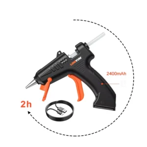 Cordless Electric Hot Glue Gun Stainless Steel Nozzle Lithium Battery 200 Melt Temperature Single 2400mAh for DIY Home Crafts