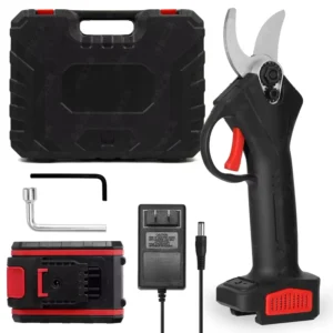 Cordless Electric Pruner Shears Brushless 2*2Ah Battery SK5 High Carbon Steel Blade Ambidextrous 25mm Cutting Capacity Garden