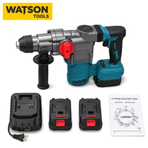 Cordless Rotary Hammer Drill Kit Lithium Battery Concrete Hammer Drill with 2 Batteries
