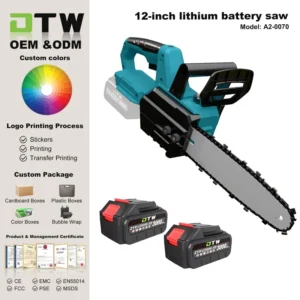 DTWA2 0070 Industrial OEM 12 Inch Cordless Battery Chainsaw 21V Brushless Motor Electric Chain Saw Tree Felling Saw