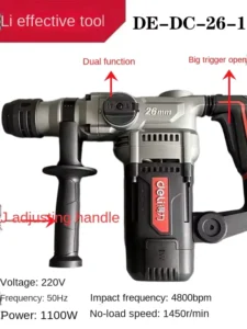 Deli DE DC 26 1 Electric Hammer High-power Pick Impact Drill Multifunctional Dual-purpose Industrial Power Tool Made in China