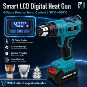 Digital Wireless Hot air Gun Kit for Wrapping Battery Powered Heat Gun with Temperature Adjustment