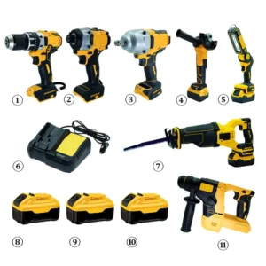 Drill Set 20V Cordless Brushless Drill Driver Combo Kit Complete Power Tool Set with 6.0Ah Battery for Woodworking