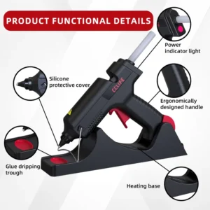 Dual Heating 500W Electric Glue Gun Silicone Protective Cover Power Indicator Light Dripping Trough VDE Plug
