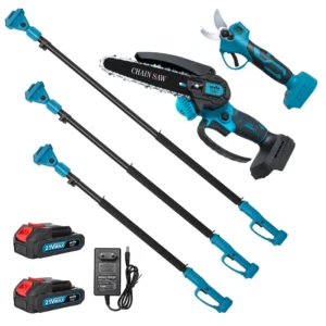 Electric Pruner Kit 3 in 1 6 Inch Cordless Brushless Motor 25mm Cutting Capacity Chainsaw Pruning Shears with Extension Pole