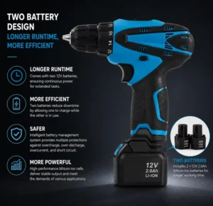 Factory 12V Mutilfuction Lithium Battery Electric Drill Powerful Cordless Drills Rechargeable Tool