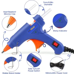 Factory Aluminum Barrel Aluminum Alloy Nozzle 20w Power Hot Melt Glue Gun With 7mm Diameter Glue Stick