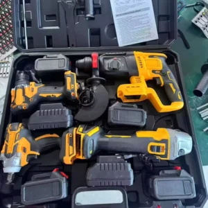 Factory Sell 4 in 1 Brushless Power Tool Set Cordless 125mm Angle Grinder Electric Drill Electric Hammer Electric Wrench Set