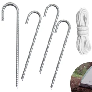 Galvanized Rebar J Hook Staples Garden Ground Anchor Pegs Screw Tent Stakes Pins Tool