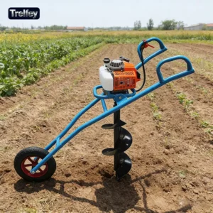 Gas Powered Post Hole Digger Earth Auger 99cc Trolley Heavy Duty Power Earth Augers for Vineyard