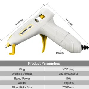 GreatStar 10W Corded Hot melt Glue Gun With 20pcs Glue Sticks 2 3 Minutes Quick Heating Mini Glue Gun for DIY Art and Repair