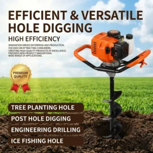 Hand held 2 Stroke Gas Powered Alloy Steel Earth Auger Drill with Tungsten Teeth for Farm and Garden Use