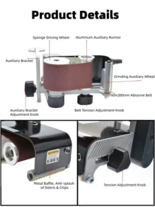 Handheld Pneumatic Belt Sander 7000rpm 1.38kg Lightweight Air Grinder for Polishing Trimming Deburring of Metal and Wood