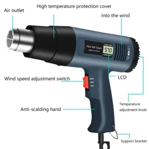 Heavy Duty Air for 2200W 220V Hot Hair Gun 3 Year Warranty for Crafting