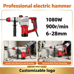 High 110V 220V Battery Powered Rotary Hammer Impact Drill Set 3 Functions Jack Hammer Concrete Breakers Wall Demolition DIY