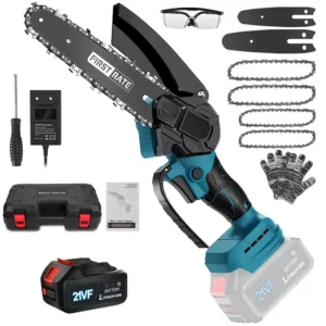 High Power Industrial Handheld Cordless Electric Chainsaw 21V Lithium Battery 4in/6in Guide Bar Portable Woodworking Chain Saw