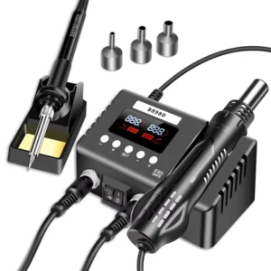 Integrate 60 Watts Electronic Soldering Iron and 700 Watts Heat Hot air Gun 2-in-1 Rework Station Adjustable Temperature