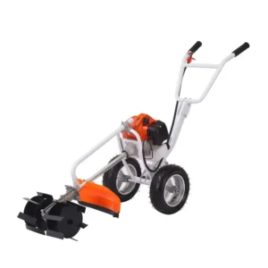 Mini Gasoline-powered Power Tool Hand Push Brush Cutter with Wheels for Grass Cutting