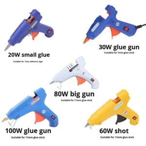 Multi color Multi Power Hot Glue Gun Model 0719 7mm 11mm Glue Sticks 180mm Length Hand Held Design Burn Resistant
