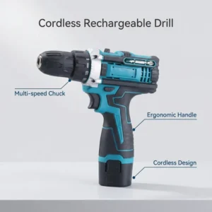 Multifunctional Portable Industrial DIY Use Lithium Battery Powered High Speed Electric Handheld Impact Drill Set