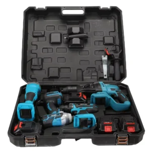 New Lithium Battery Brushless Large Set Multi function Electric Hammer Drill Power Tool Kit Stainless Steel Hard Case