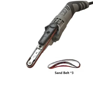 PF330 Mini Belt Sanders Handheld Edge Polishing Tool for Home Decoration Sign Making AC 220V 260W Include 3 Sanding Belts