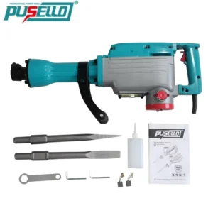 PUSELLO Heavy Duty 65MM Electric Demolition Hammer Drill Industrial Concrete Demolition Breaker for Wall Breaking Pavement