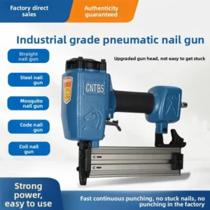 Pneumatic Nail Gun No Jamming Straight Nail & Staple Gun for Renovation & Carpentry 15mm 64mm Nail Diameter