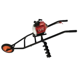 Power Earth Auger Drilling Machine One Wheel Trolley Earth Auger