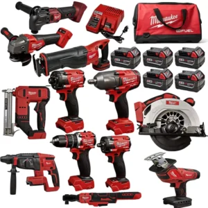 Red 18V Battery powered Multi tool Combination Household Electric Tool Set with Battery & Charger Nail Gun Tool Set