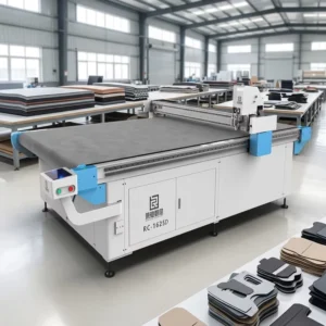 Rongchi Double Head CNC Vibration Cutting Machine High Speed Multi Layer Cutting for Luggage Raw Material Shoe Upper