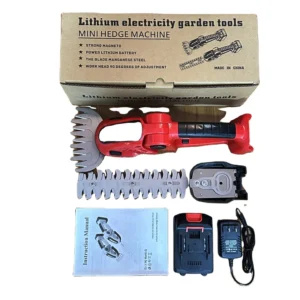 Single Hand 21V Lithium Electric Cordless Garden Power Tools 2 in 1 Hedge Trimmer and Cutter with Battery Source