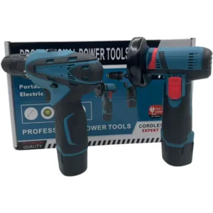 Small 3 Inch Angle Grinder and Cordless Drill Battery Powered 12V Power Tool Set Convenient Portable