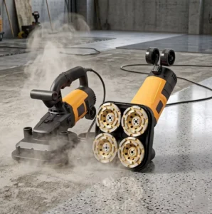 Small Dust Free Handheld Four head Concrete Floor Grinder Polisher Machine with Dust Vacuum CE Certification