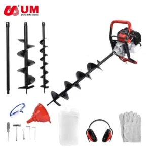 UM Deluxe 52cc Gasoline Earth Auger Set with 3 Drill Bits & Extension Pole Complete Post Hole Digger Kit with Safety Gear